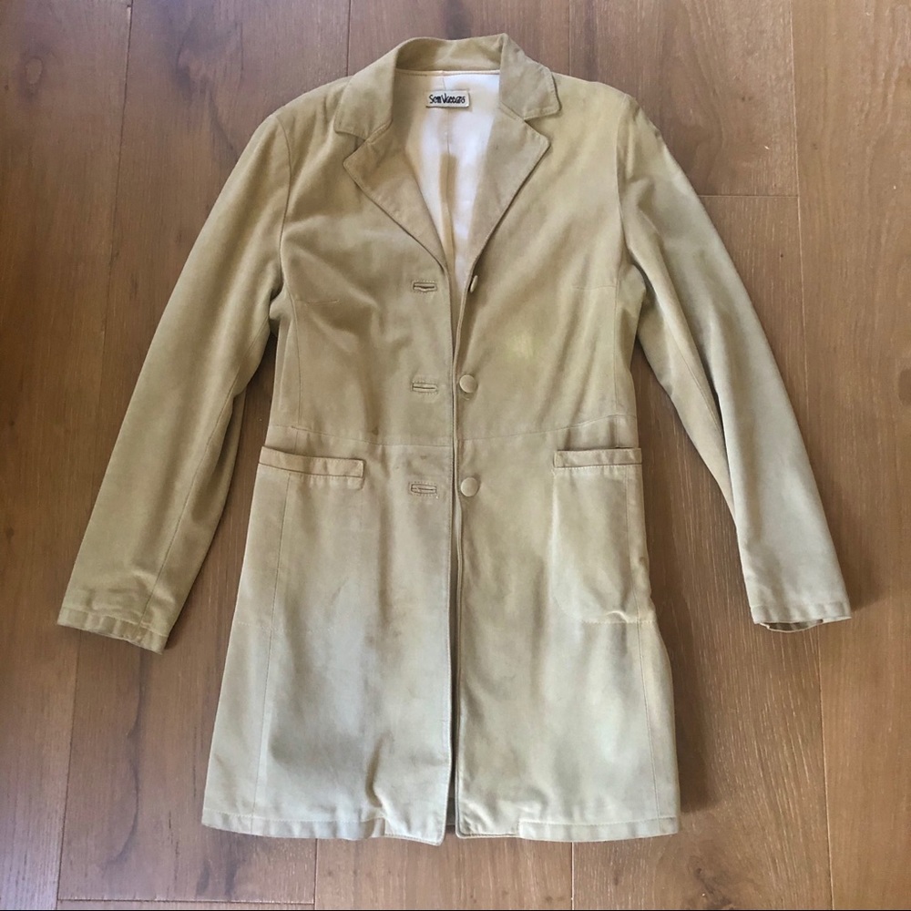 Vintage suede coat blazer in green